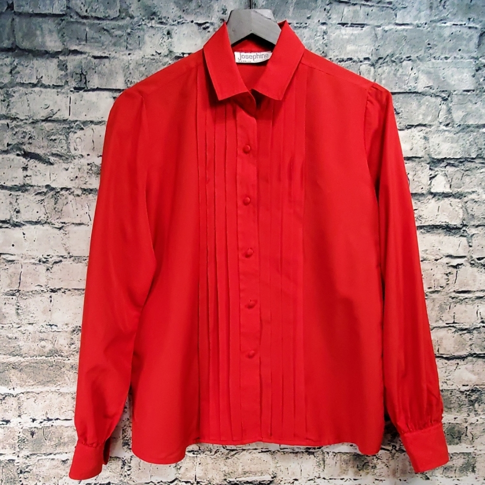 Josephine | Vintage 1980s Red Button Down Blouse